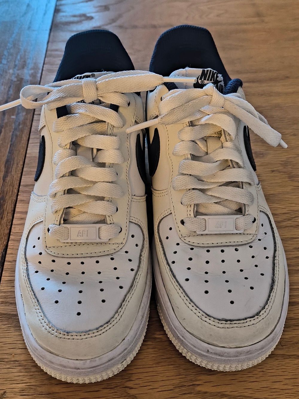 Nike Kids White and Blue Air Force 1 Low-Top Sneakers